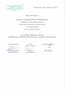Życzenia Świąteczne od Zarządu i Rady Nadzorczej