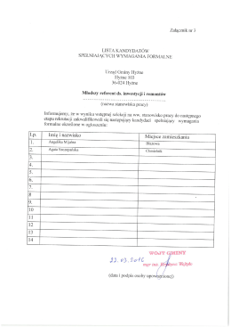 Lista kandydatów spełniających wymogi formalne