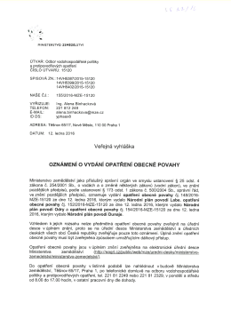 Ozn&aacute;men&iacute; o vyd&aacute;n&iacute; opatřen&iacute; obecn&eacute; povahy