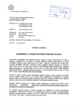 Oznámení o vydání opatření obecné povahy
