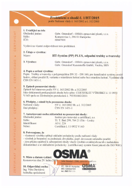 Prohlášení o shodě č. “HT/2015