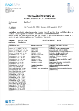 Prohlášení o shodě 2015 - kotle mimo ERP