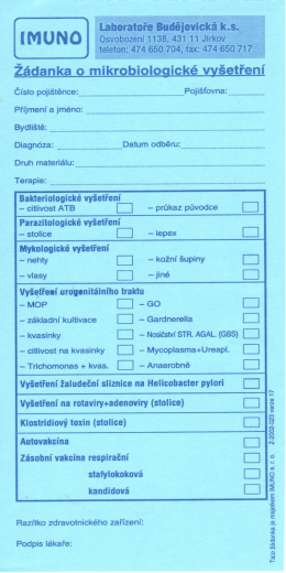 Žádanka o mikrobiologické vyšetření