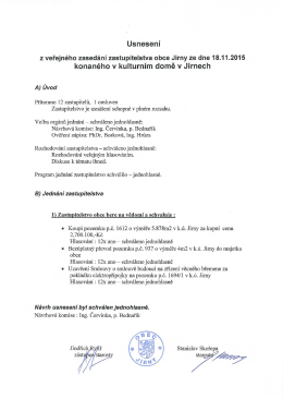 Usnesení ZO Jirny ze dne 18.11.2015