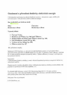Oznámení o přerušení dodávky elektrické energie