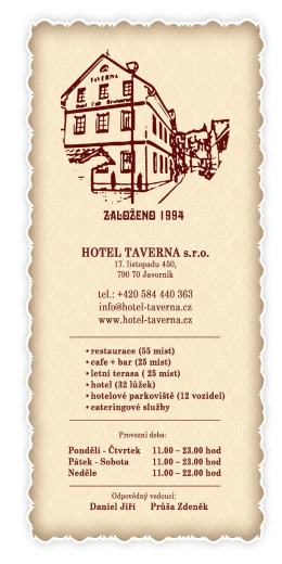 Jídelníček - Hotel Taverna