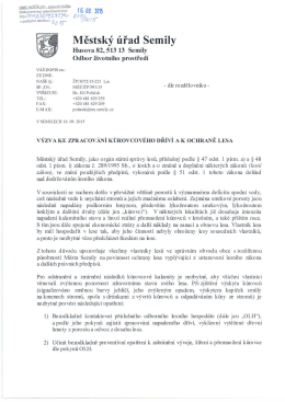Výzva ke zpracování kůrovcového dříví a k ochraně lesa