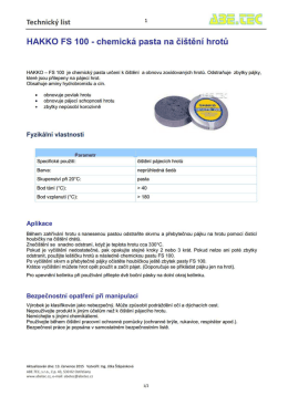 Technický list - Chemická pasta na čištění hrotů HAKKO FS-100