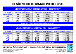 CENÍK VELKOFORMÁTOVÉHO TISKU