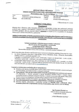 Veřejn&aacute; vyhl&aacute;&scaron;ka M&Uacute; Ř&iacute;čany