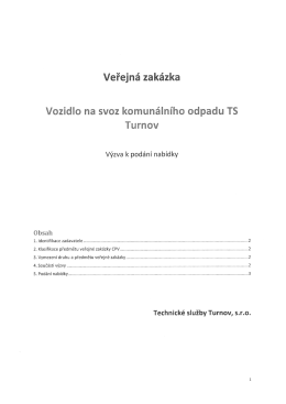 Veřejná zakázka Vozidlo na svoz komunálního