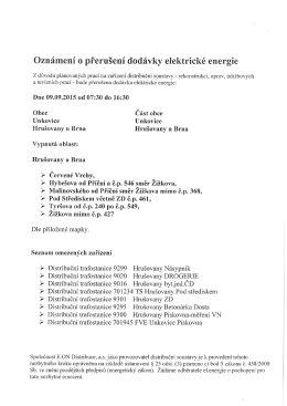 Oznámení o přerušení dodávky elektrické energie