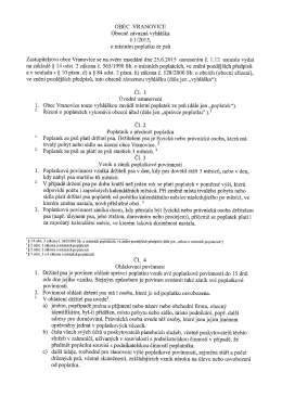 OBEC VRANOVICE Obecně z&aacute;vazn&aacute; vyhl&aacute;&scaron;ka č.1/2015, o m&iacute;stn&iacute;m
