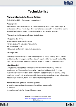 Technický list Nanoprotech Auto Moto Anticor