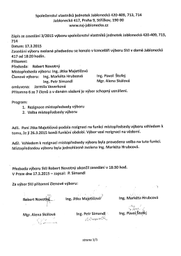3/2015 - Společenstv&iacute; vlastn&iacute;ků jednotek Jabloneck&aacute; 420