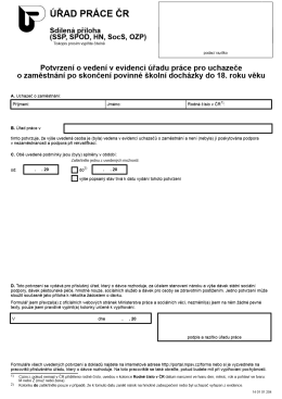 Formulář_ Potvrzení o vedení v evidenci úřadu práce pro uchazeče