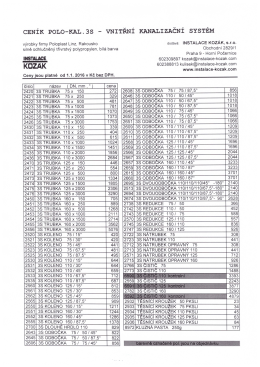 ceník polo—kal.3s — vnitřní kanalizační systém