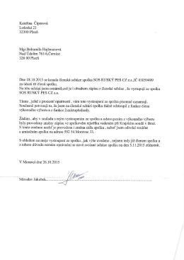 Odstoupení Jakubek - SOS RUSKÝ PES CZ zs