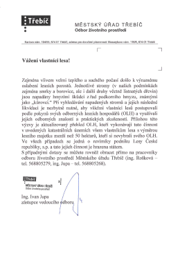 Informace pro vlastn&iacute;ky lesa