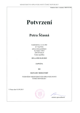 Potvrzeni o zaps&aacute;n&iacute; do seznamu medi&aacute;torů