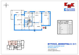 Půdorys bytové jednotky C 3+1+balkón