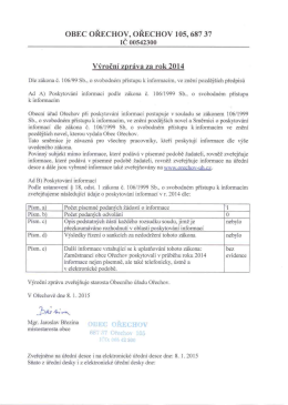 Výroční zpráva o poskytování informací 2014