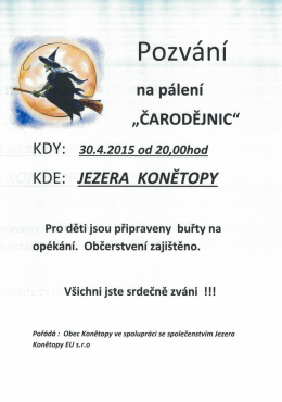 pozvánka na pálení čarodějnic