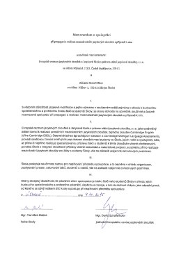 Memorandum o spolupr&aacute;ci