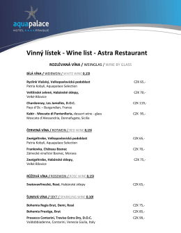 Bílá vína/White wine - Aquapalace Hotel Prague