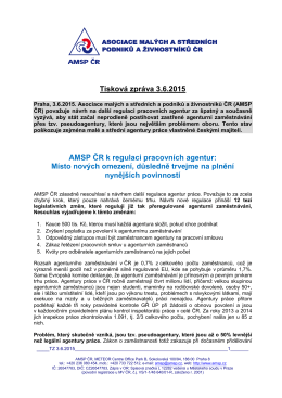 Znění Tiskové zprávy AMSP k návrhu novely agenturního