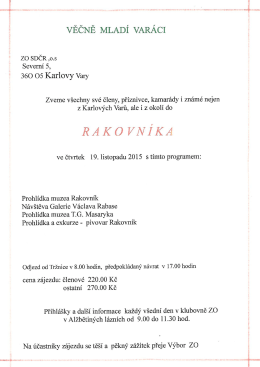 Pozvánka na výlet do Rakovníka - 19.11.2015