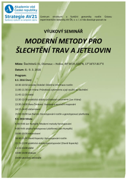 výukový seminář moderní metody pro šlechtění trav a jetelovin