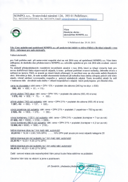 Informace o cenách pro obce v roce 2016