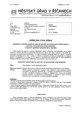 Stanoven&iacute; dopravn&iacute;ho značen&iacute; v k.&uacute;. obce Babice &ndash; n&aacute;vrh veřejn&eacute;