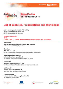 List of Lectures, Presentations and Workshops