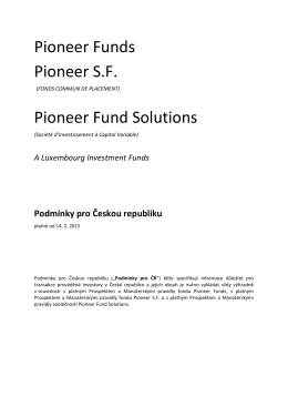 Podmínky pro ČR - Pioneer Investments