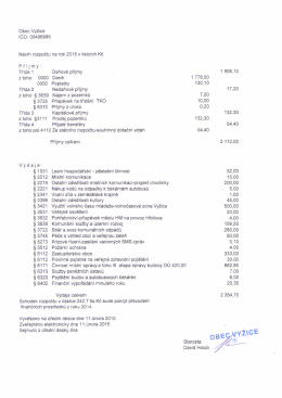 Obec Vyžice IČO: 00496995 Návrh rozpočtu na rok - e