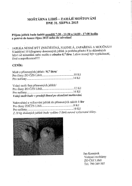 MOŠTÁRNA LIBIŠĚ- ZAHÁJÍ MOŠTOVÁNÍ DNE 31. SRPNA 2015