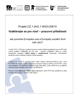 Publicita podpořených pracovních míst v rámci VPP