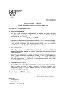 Čerp&aacute;n&iacute; dovolen&eacute; na zotavenou v roce 2015