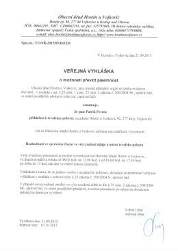 Veřejná vyhláška o možnosti převzít písemnost