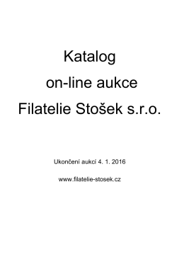 Katalog on-line aukcí 4. 1. 2016