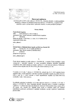 Darovací smlouva – ČŠI říjen 2015 - Střední škola a Základní škola