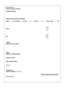 Zdravotní záznam - karta do kartotéky A4