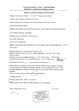 Záznam 0 průběhu obhajoby závěrečné práce