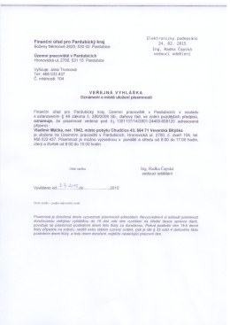 Územní pracoviště v Pardubicích “edm“ Oddelenl