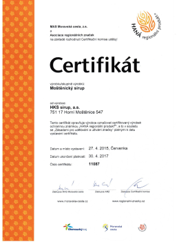 certifik&aacute;t RP Han&aacute;