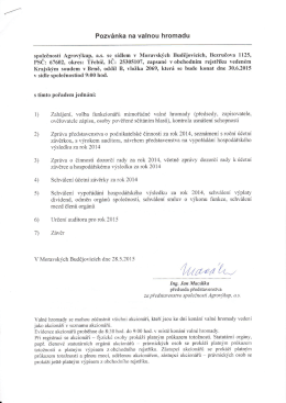 Pozvánka na valnou hromadu