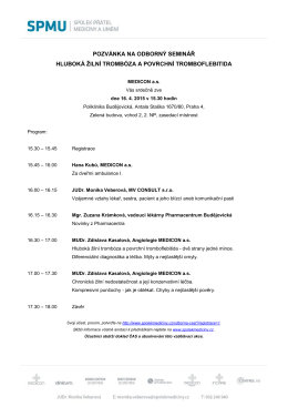 pozvánka na odborný seminář hluboká žilní trombóza a povrchní