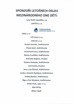 sponzoři letošních oslav mezinárodního dne dětí
